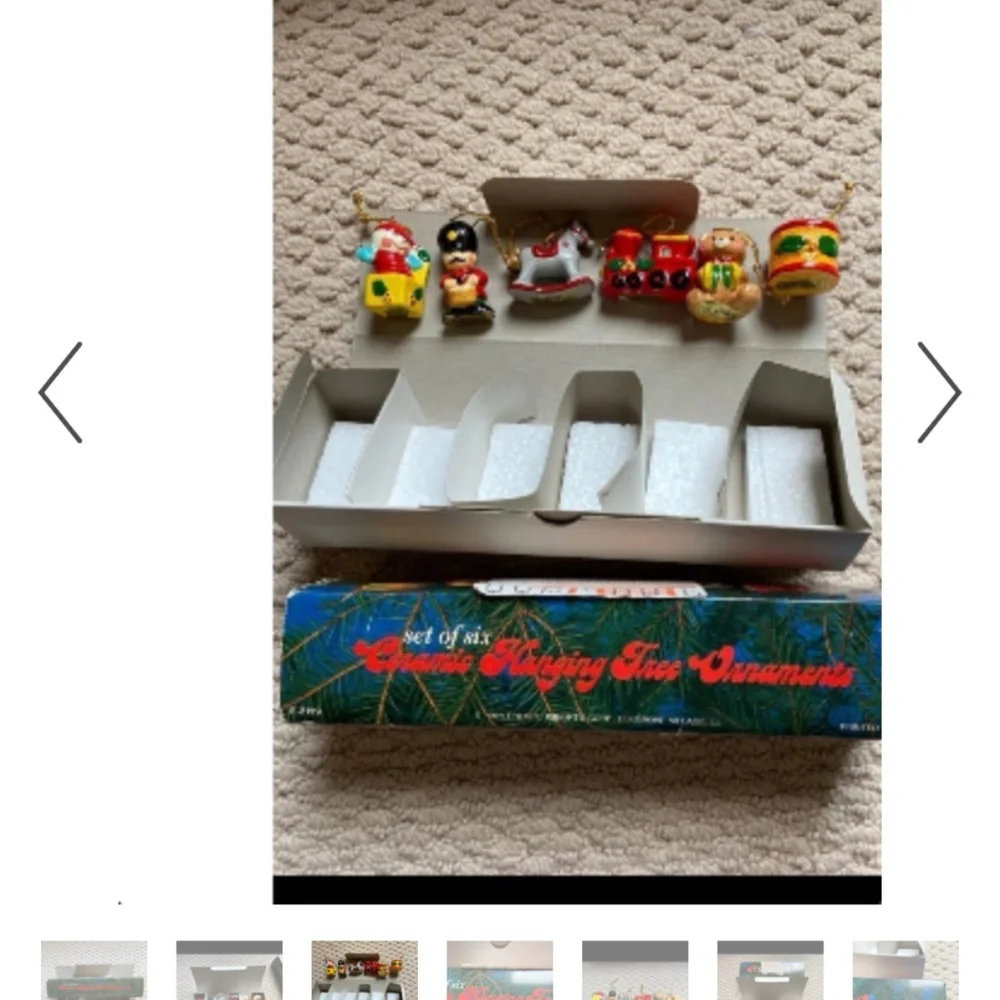 Six Vintage 1978 Christmas Ornaments in Box VGC
